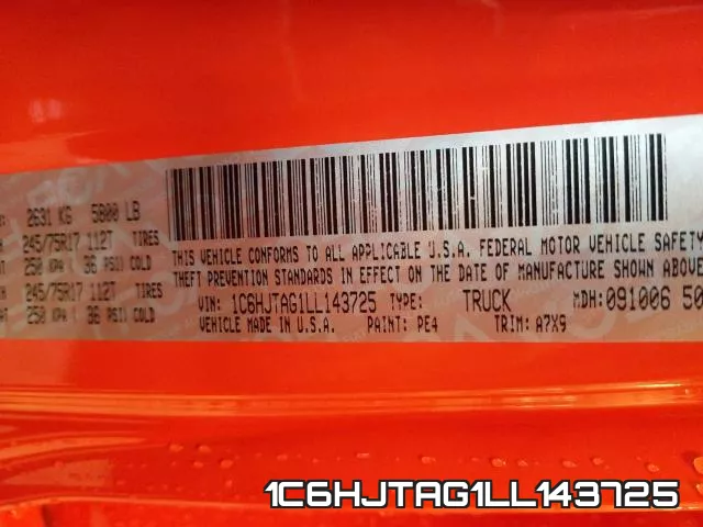 1C6HJTAG1LL143725 фото 2