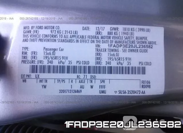 1FADP3E20JL236582 фото 7