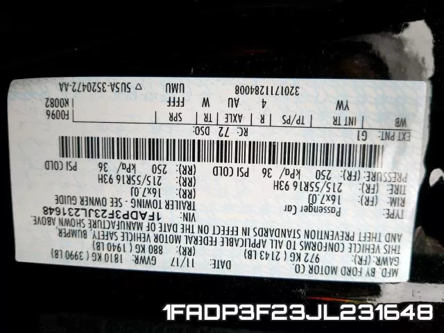 1FADP3F23JL231648 фото 2