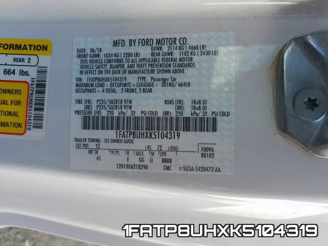 1FATP8UHXK5104319 фото 2