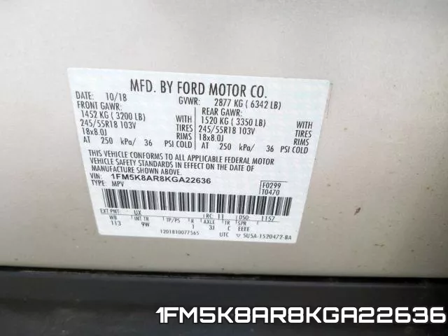 1FM5K8AR8KGA22636 фото 2