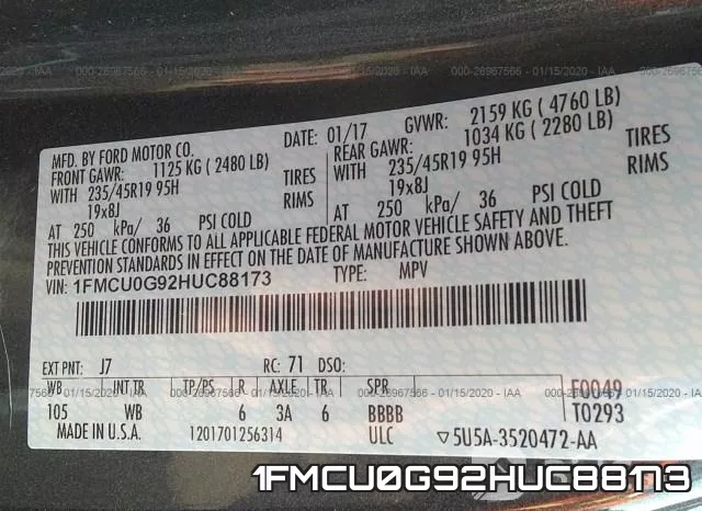 1FMCU0G92HUC88173 фото 7