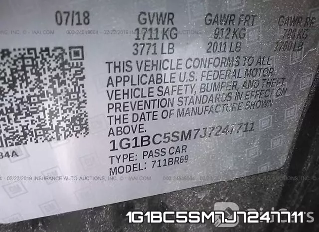 1G1BC5SM7J7247711 фото 6