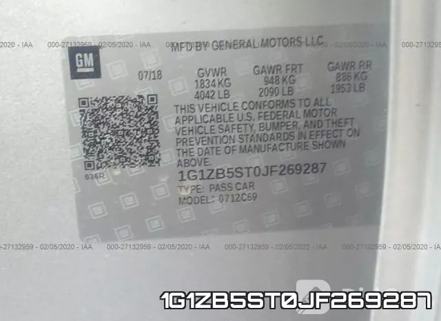 1G1ZB5ST0JF269287 фото 8
