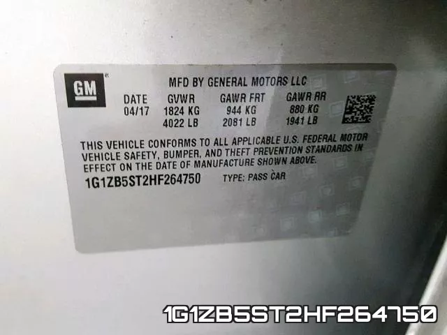 1G1ZB5ST2HF264750 фото 2