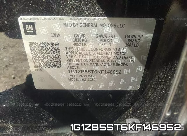 1G1ZB5ST6KF146952 фото 5