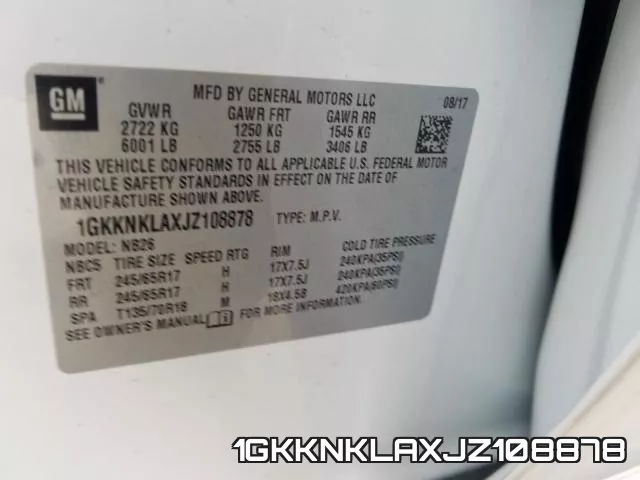 1GKKNKLAXJZ108878 фото 2