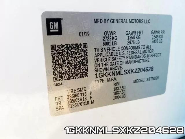 1GKKNMLSXKZ204628 фото 2