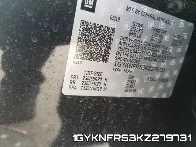 1GYKNFRS3KZ279731 фото 2