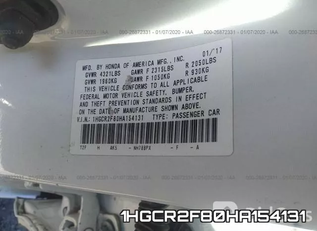 1HGCR2F80HA154131 фото 6