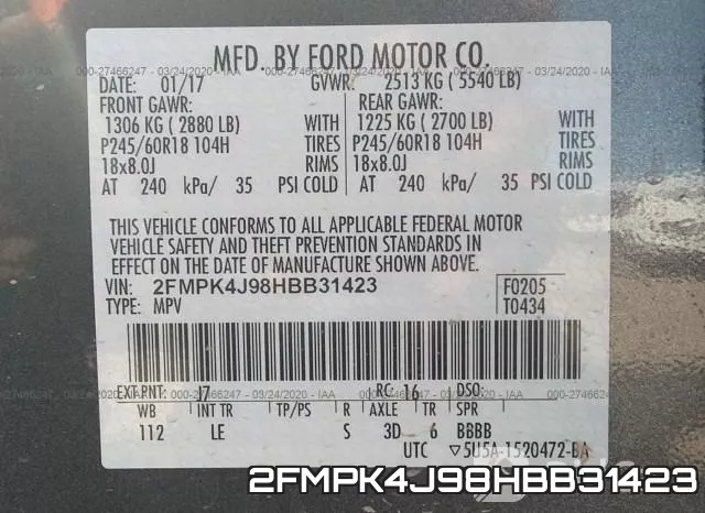 2FMPK4J98HBB31423 фото 6