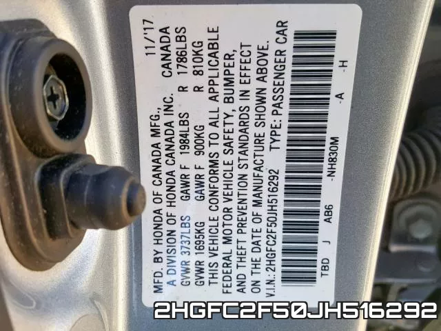 2HGFC2F50JH516292 фото 2