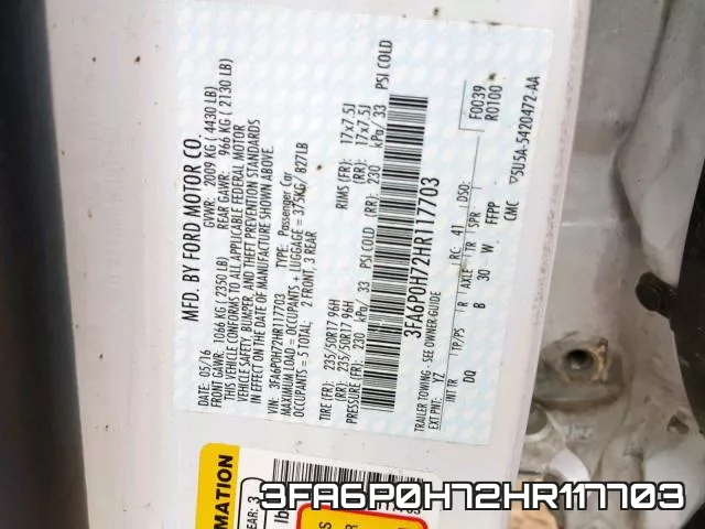3FA6P0H72HR117703 фото 2