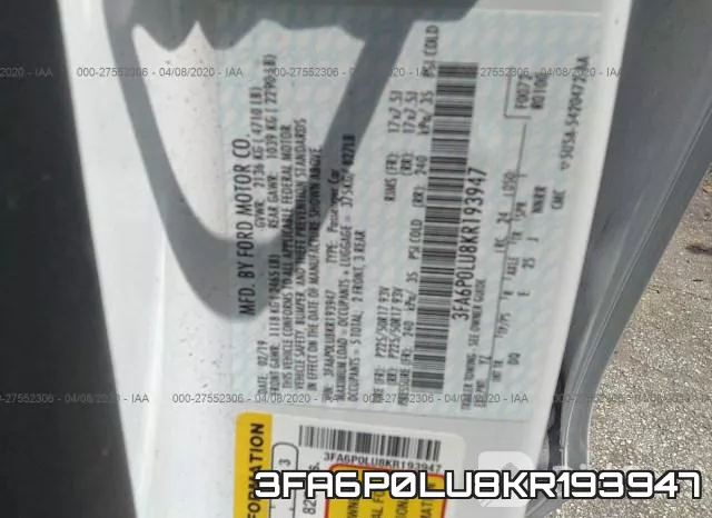 3FA6P0LU8KR193947 фото 8