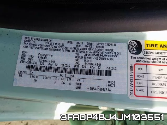 3FADP4BJ4JM103551 фото 2