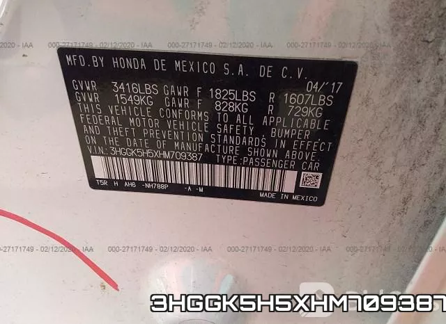 3HGGK5H5XHM709387 фото 6