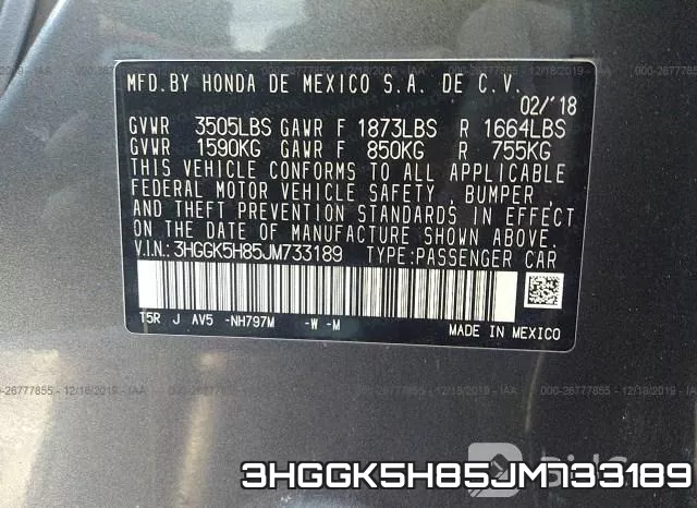 3HGGK5H85JM733189 фото 8