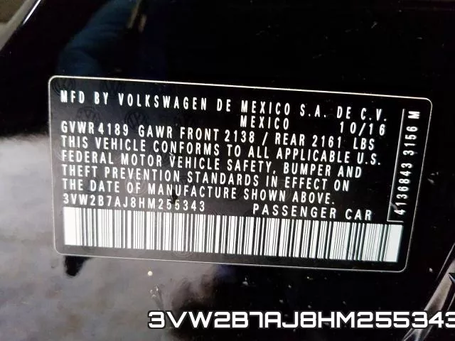 3VW2B7AJ8HM255343 фото 2