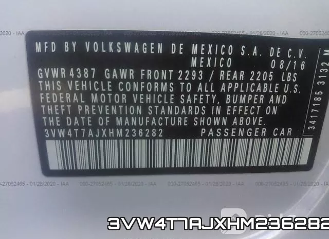3VW4T7AJXHM236282 фото 5