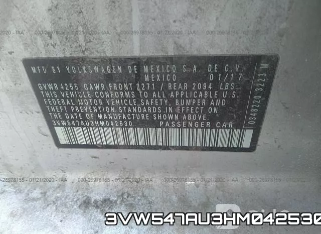 3VW547AU3HM042530 фото 8