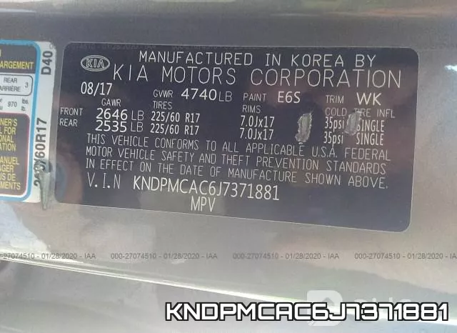 KNDPMCAC6J7371881 фото 9