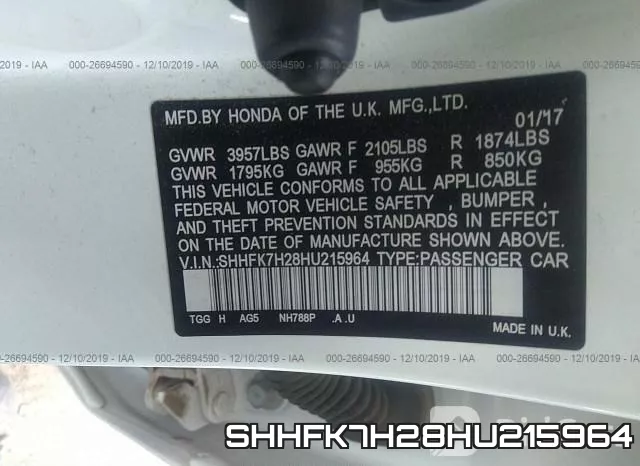 SHHFK7H28HU215964 фото 9