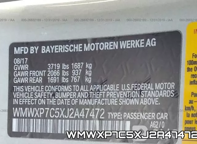 WMWXP7C5XJ2A47472 фото 9