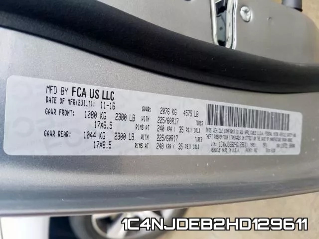 1C4NJDEB2HD129611 фото 2