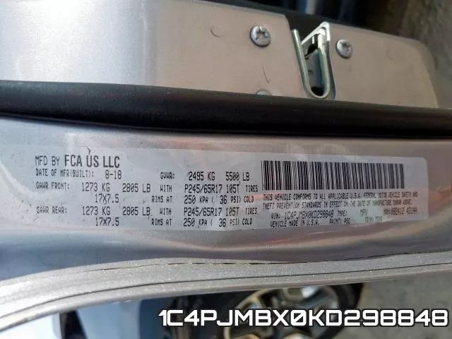 1C4PJMBX0KD298848 фото 2