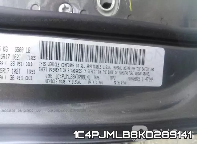 1C4PJMLB8KD289141 фото 5