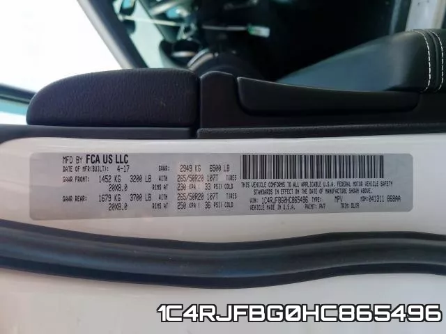 1C4RJFBG0HC865496 фото 2