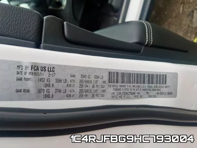 1C4RJFBG9HC793004 фото 2
