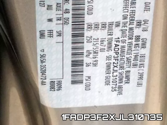 1FADP3F2XJL310735 фото 2