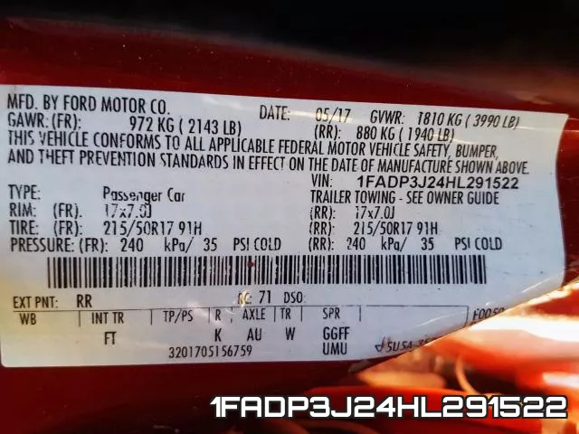 1FADP3J24HL291522 фото 2