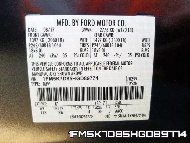1FM5K7D85HGD89774 фото 2