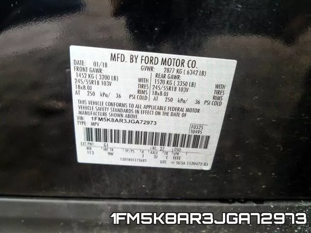 1FM5K8AR3JGA72973 фото 2