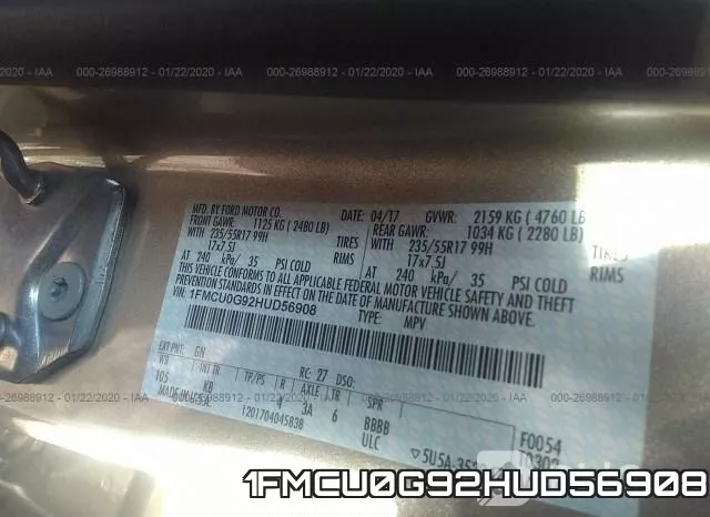 1FMCU0G92HUD56908 фото 8
