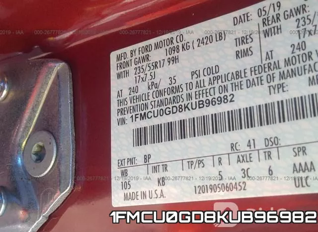 1FMCU0GD8KUB96982 фото 6