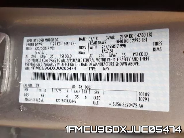 1FMCU9GDXJUC05474 фото 2
