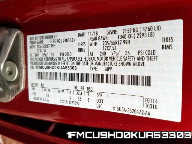 1FMCU9HD0KUA53303 фото 2