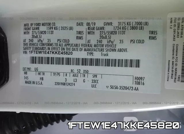 1FTEW1E47KKE45820 фото 6