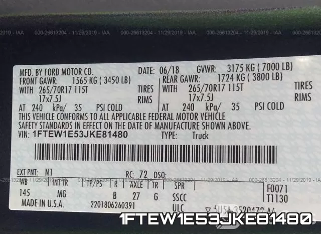 1FTEW1E53JKE81480 фото 3