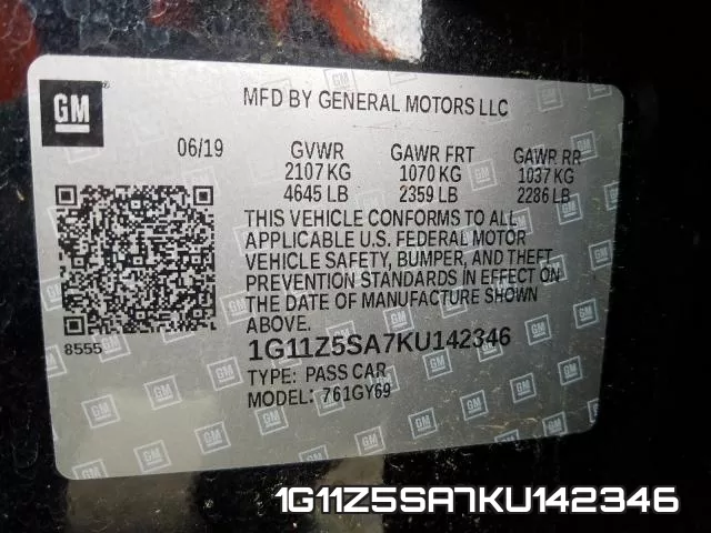 1G11Z5SA7KU142346 фото 2
