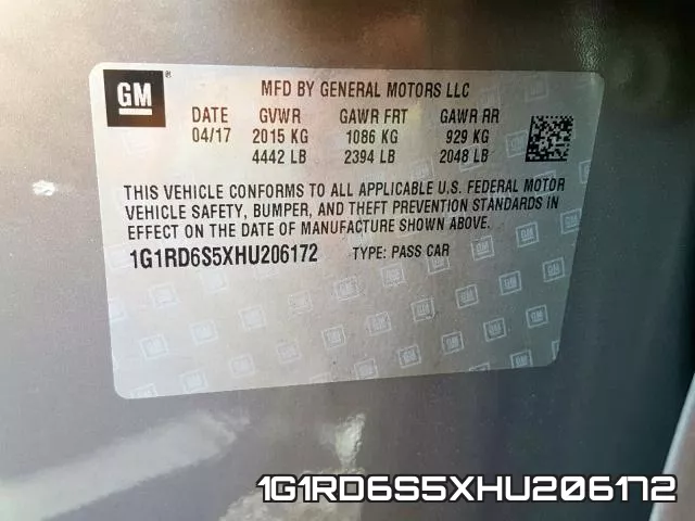 1G1RD6S5XHU206172 фото 2