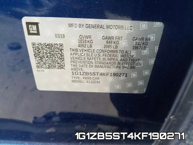 1G1ZB5ST4KF190271 фото 2