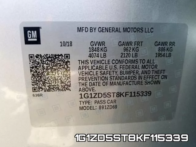 1G1ZD5ST8KF115339 фото 2