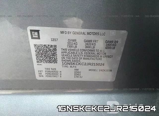 1GNSKCKC2JR215024 фото 6