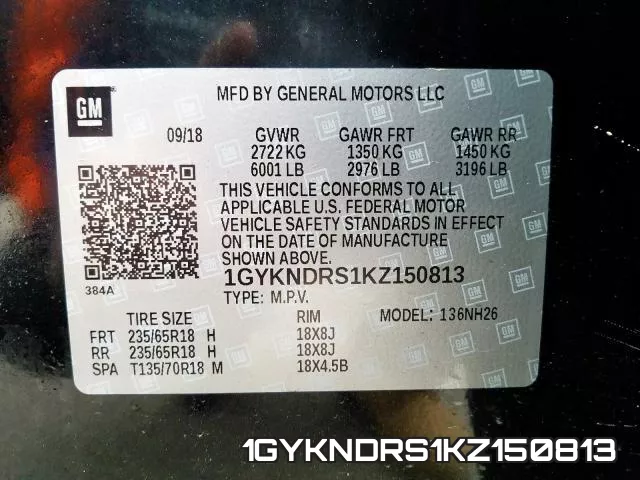 1GYKNDRS1KZ150813 фото 2