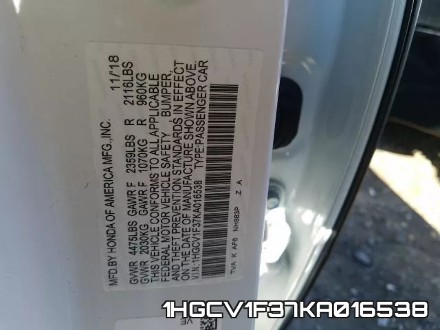 1HGCV1F37KA016538 фото 2