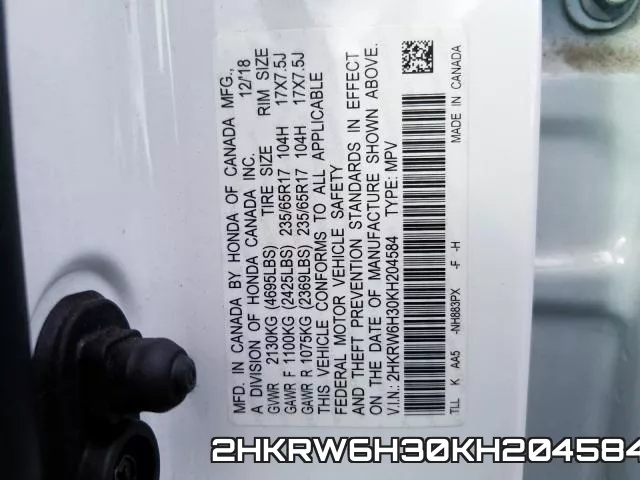 2HKRW6H30KH204584 фото 2